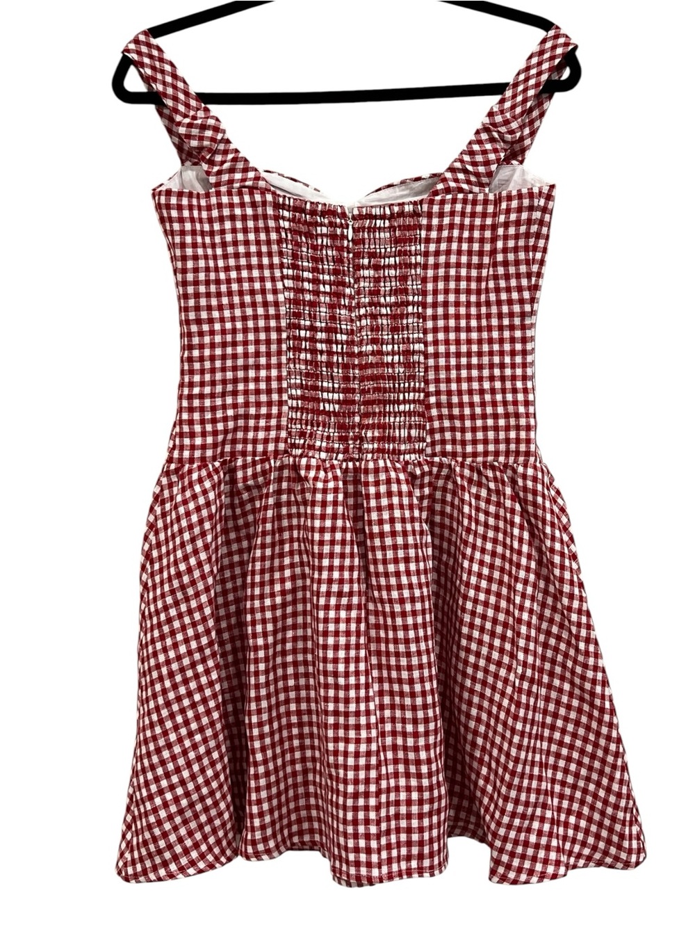 Reformation Sora Linen Dress – Tomato Check Gingham - NWT NEW - Picture 7 of 12